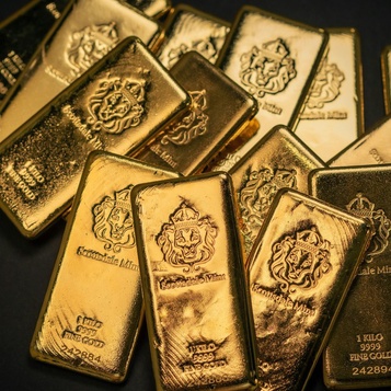 Assorted gold bullion bars and ingots