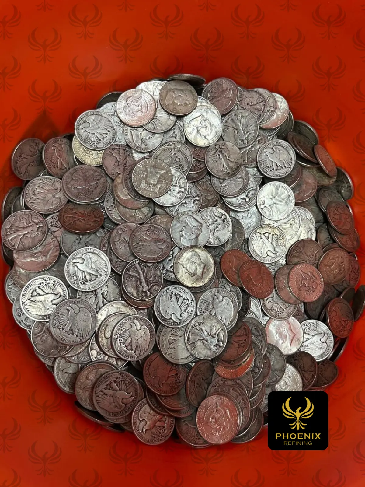 Pile of silver coins