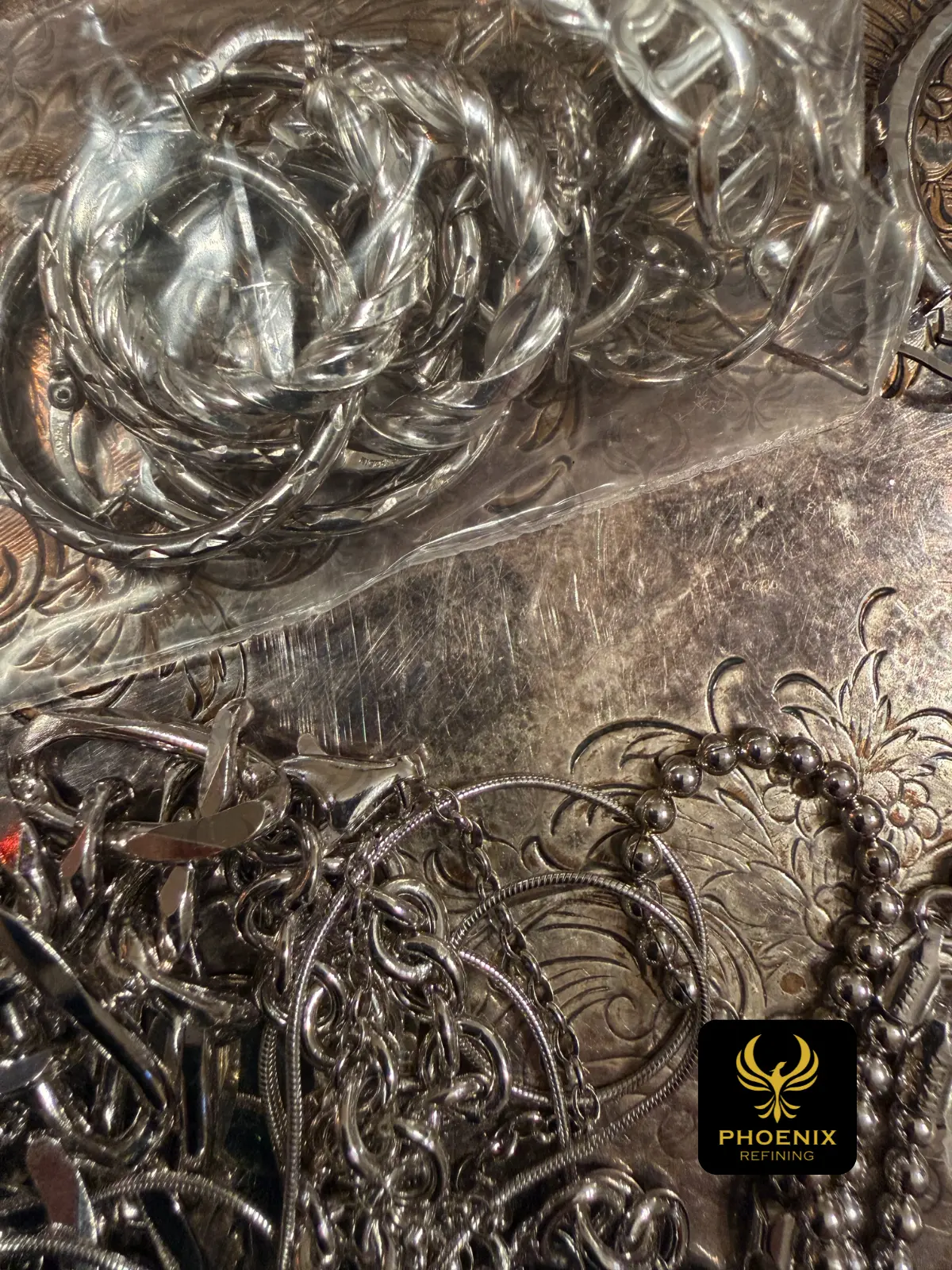 Tangle of scrap silver jewelry