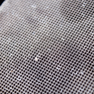 Close-up of platinum catalyst gauze mesh