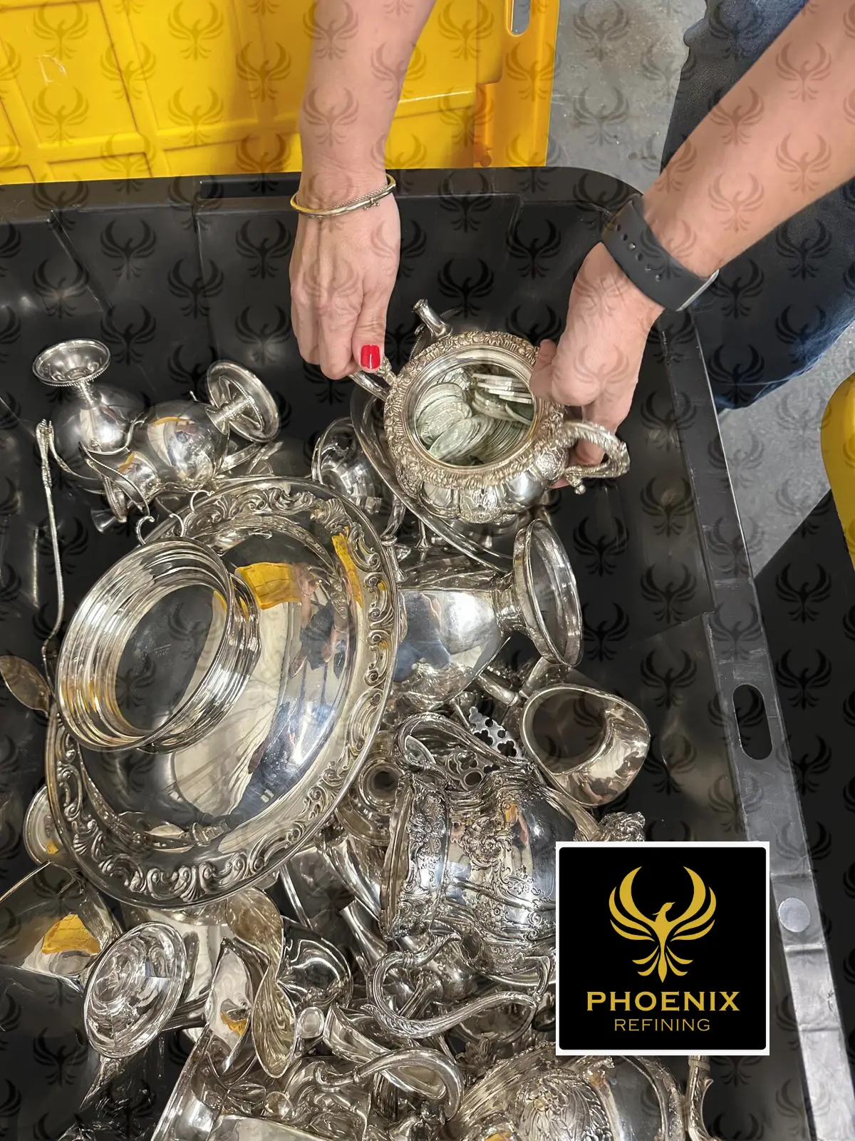 Inspection of silver hollowware for refining