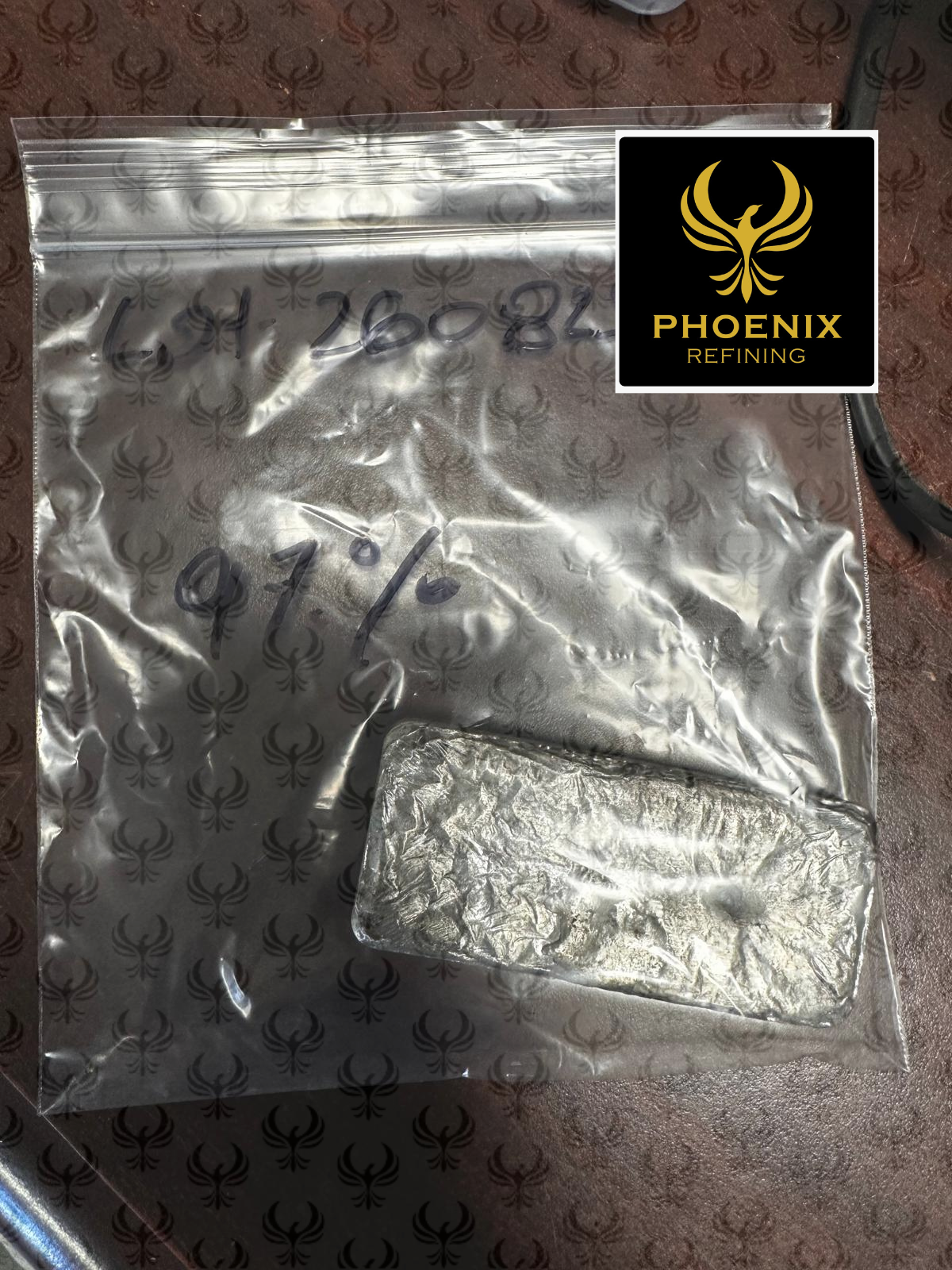 Refined silver bar in a sealed bag