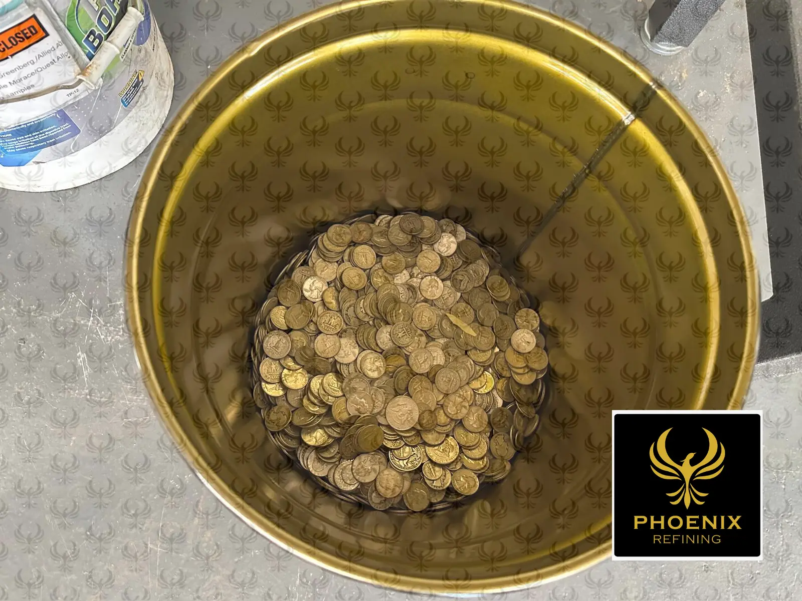 Bucket of silver coins