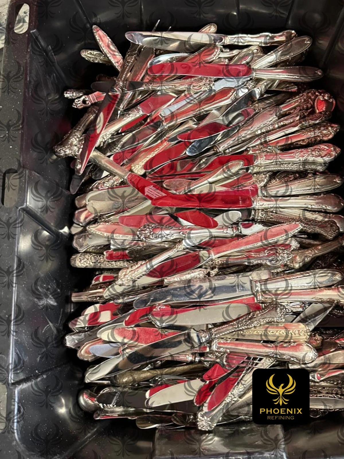 Sterling silver knives collected for refining